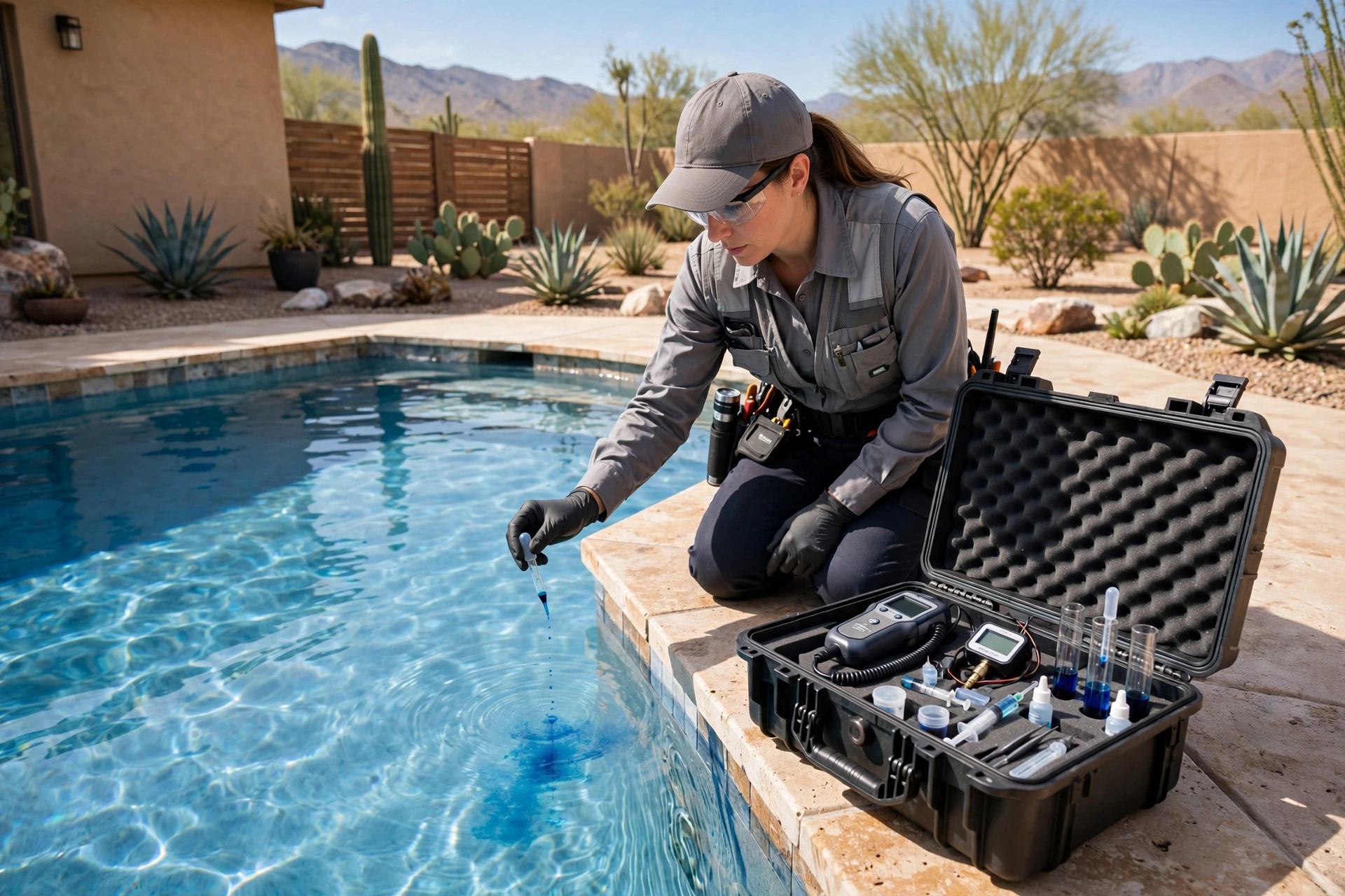 Bucket test to determine if a swimming pool is leaking or evaporating